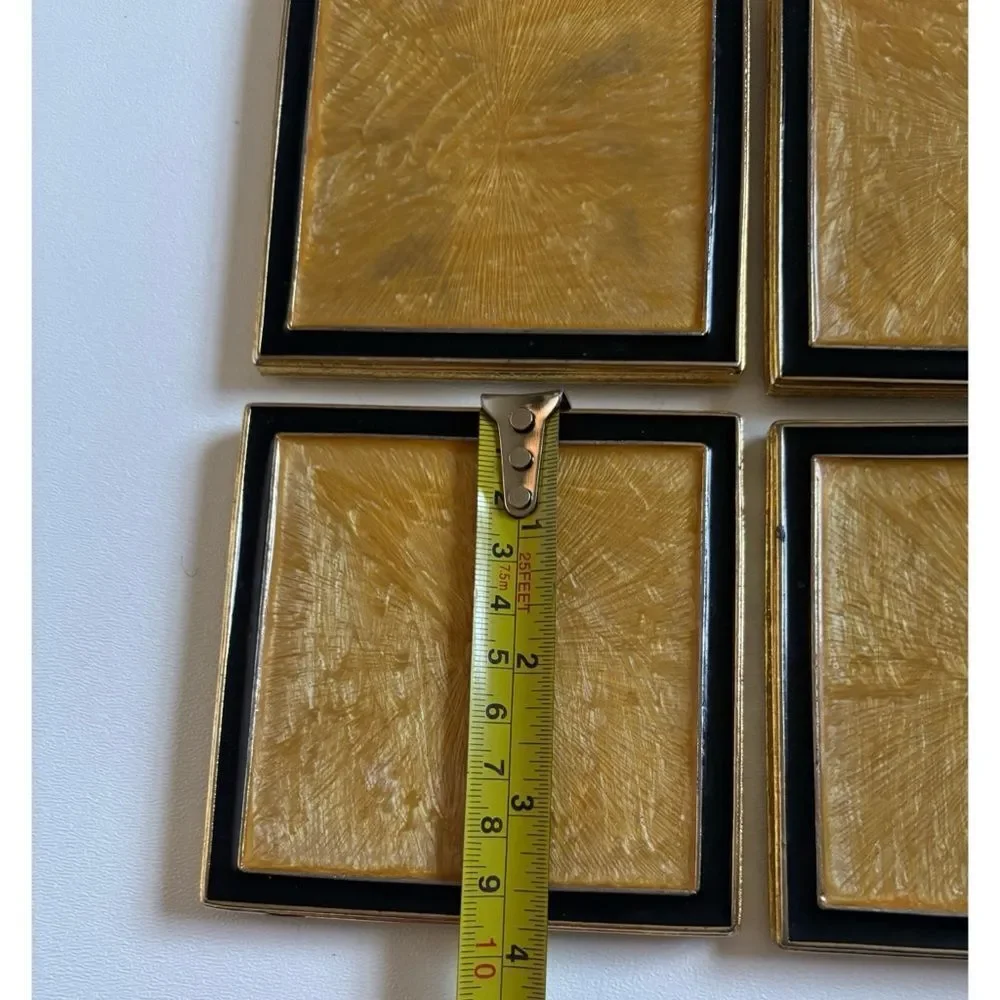 Vintage Mike+ Ally Glazed Elegant Gold and Black Coaster Set of 4